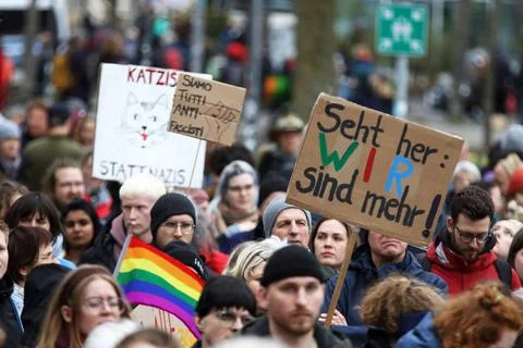  BGR - BÜNDNIS GEGEN RECHTS - ZUSAMMEN GEGEN FASCHISMUS! - Demo gegen Rech.. Stock Photos