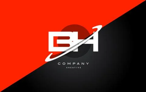 Bh b h  red black technology alphabet company letter logo icon Stock Illustration