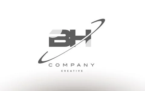 Bh b h  swoosh grey alphabet letter logo Stock Illustration
