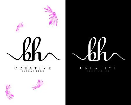 Bh, hb handwriting script letter logo design vector Illustrazione stock