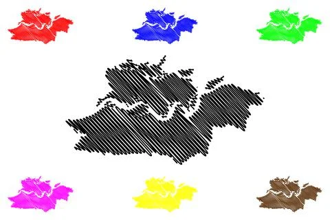 Bhagalpur district (Bihar State, division, Republic of India) map vector illu Stock Illustration
