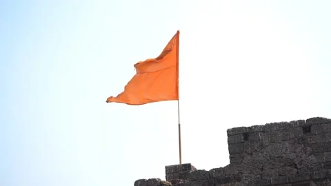 Bhagva saffron flag Stock Footage 177910866