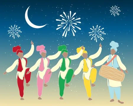 Bhangra dancers Illustrazione stock