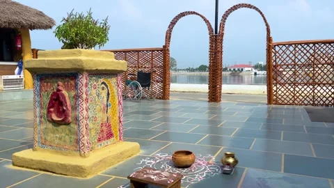 Bhansa Ghar inside the campus of Mithila Haat, Bihar Stock Footage 292988741