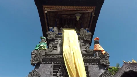 Bhoma Face, Bas Relief Carving on the Temple Tower Wall, Kuta, Bali, Indonesia Stock Footage 304903875