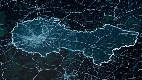 Bhopal India Glowing Digital Map Animation 4K Stock Footage 337700588
