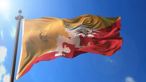 Bhutan animated flag pack in 3D and green screen Stock Footage 119933404