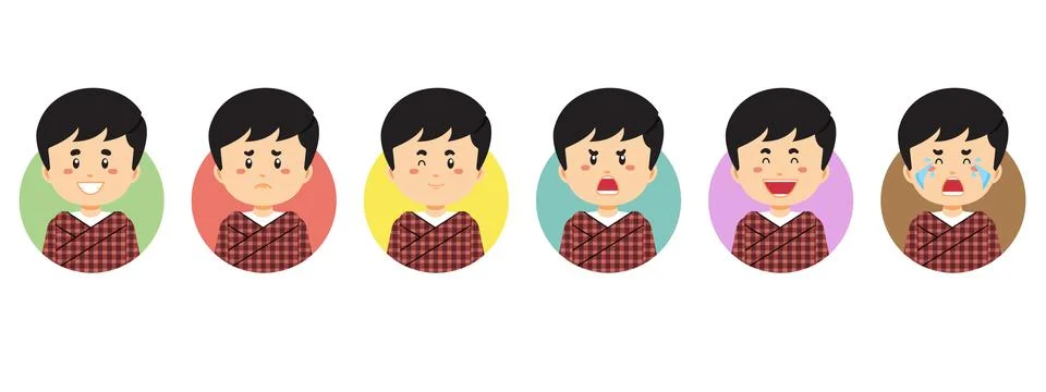 Bhutan Avatar with Various Expression Stock Illustration