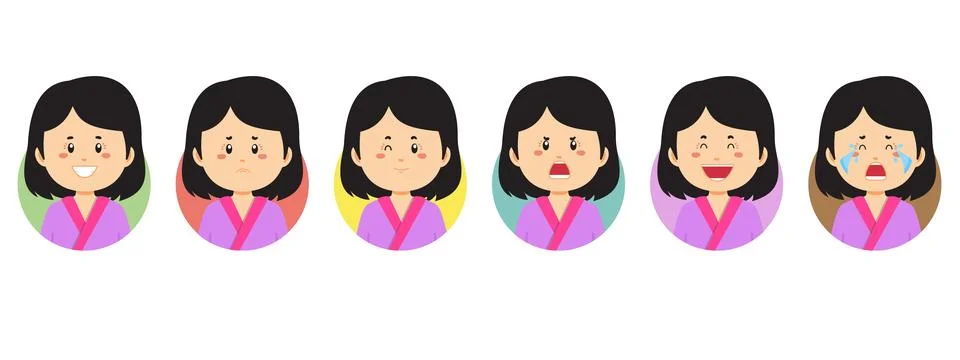 Bhutan Avatar with Various Expression Stock Illustration