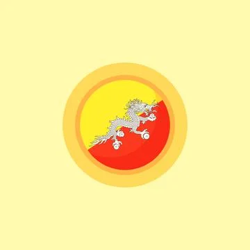 Bhutan - Circular Flag Stock Illustration