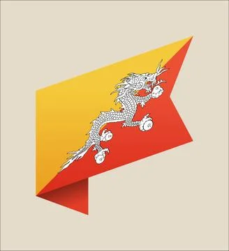 Bhutan corner flag vector illustration. Modern vibrant flag emblem design i.. Stock Illustration