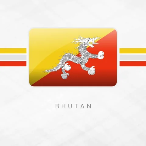 Bhutan Flag 3D Vector Button: Kingdom of the Thunder Dragon Druk Gyalpo Nat.. Stock Footage 330949316