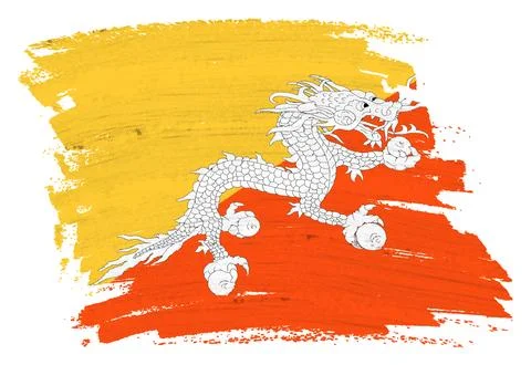 Bhutan flag background paint splash brushstroke Stock Illustration
