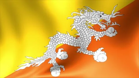 Bhutan Flag. Background Seamless Looping Animation. 4K High Definition Video. Stock Illustration