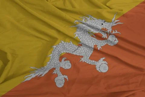 Bhutan Flag blowing softly in the wind Stock Photos