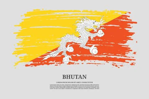 Bhutan flag with brush stroke effect and information text poster, vector Illustrazione stock