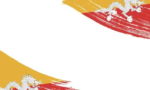 Bhutan Flag with Brush Stroke Effect, Grunge brush stroke. Watercolor paint.. Stock Illustration