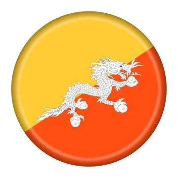 Bhutan flag button 3d illustration with clipping path Stock Illustration