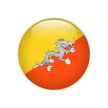 Bhutan flag on button Stock Illustration