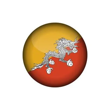 Bhutan Flag Circle Button Vector Template Stock Illustration