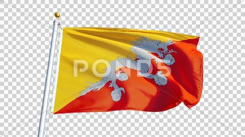 Bhutan flag, close up, isolated with alpha channel Stock Photos