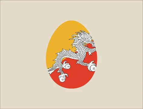 Bhutan flag easter egg vector illustration. Modern vibrant flag emblem desi.. Illustrazione stock