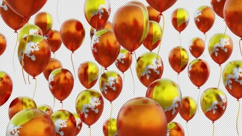 Bhutan Flag On The Flying Balloons Stock Footage 314647638