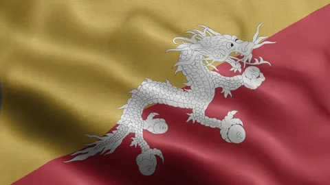Bhutan flag Front Stock Footage 318663054