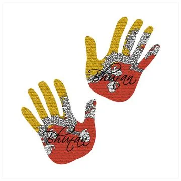 Bhutan flag hand vector 库存插图