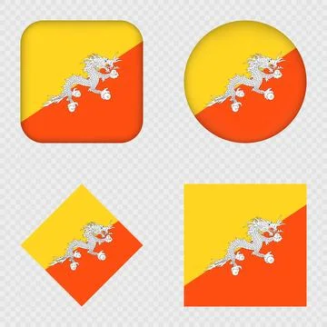 Bhutan Flag Icons Pack. Vector illustration. Illustrazione stock
