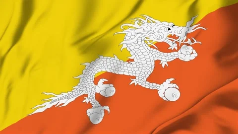 Bhutan flag loop animation with fabric texture, seamless waving background Stock Footage 342672976