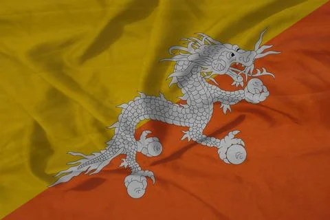Bhutan   Flag rippling sky texture Stock Illustration