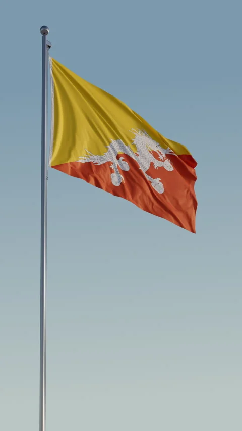 Bhutan Flag Seamless Loop Cinematic Realistic Waving Blue Sky 스톡 동영상 317499211