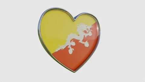 Bhutan Flag in the Shape of 3D Heart. Stock Footage 139806567