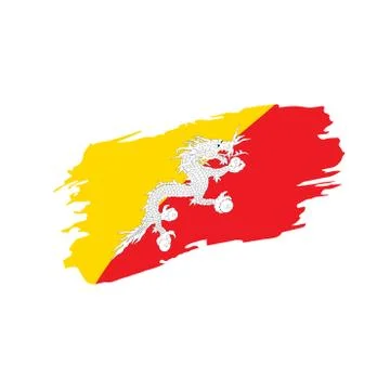 Bhutan flag, vector illustration Stock Illustration
