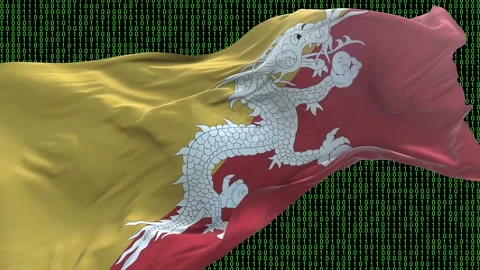 Bhutan flag - Waving flag on matrix binary code background Stock Footage 321420898