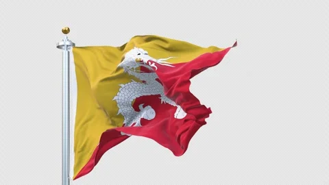 Bhutan flag waving looping with transparent background. Stock Footage 310787635