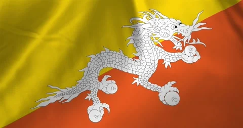 Bhutan flag waving with the wind background loop video animation Видео 327171695