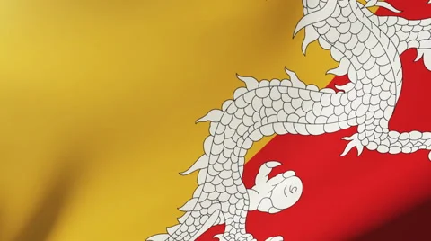 Bhutan flag waving in the wind. Looping sun rises style.  Animation loop Video stock 48956381