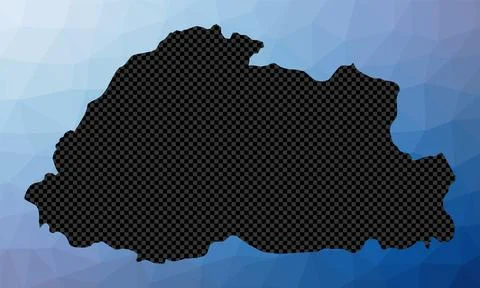 Bhutan geometric map. Stencil shape of Bhutan in low poly style. Captivatin.. Stock Photos