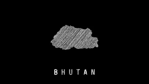 Bhutan hand drawn scribble map sketch in white on black Stock Footage 311761440