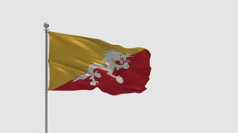 Bhutan  Looping Of The Waving Flag Pole With Alpha Stock-Footage 161953522