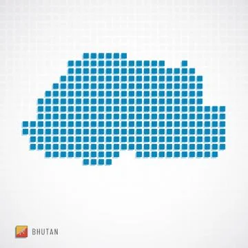 Bhutan map and flag icon Stock Illustration