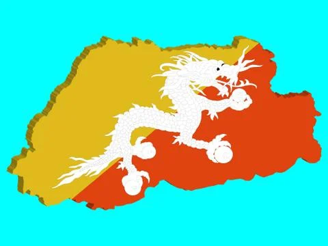 Bhutan map flag 3D Vector illustration eps 10 Illustrazione stock