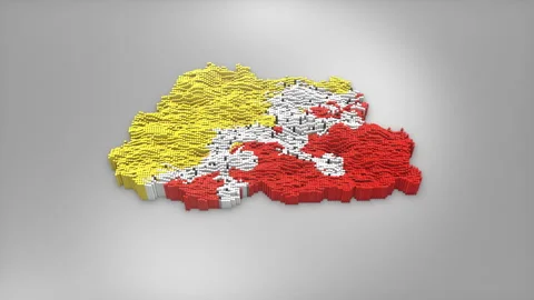 Bhutan Map with Flag Intro Background Stock Footage 315163905