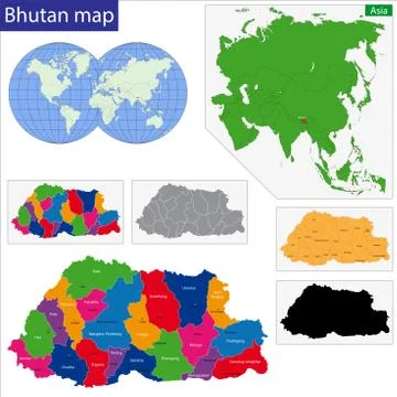 Bhutan map Stock Illustration