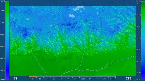 Bhutan - minimum temperature, raw data Stock Footage 92155741