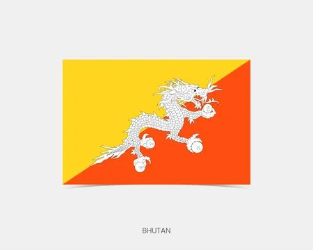 Bhutan Rectangle flag icon with shadow. Stock Illustration