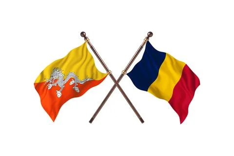 Bhutan Versus Chad  Two countries Flags background Stock Illustration