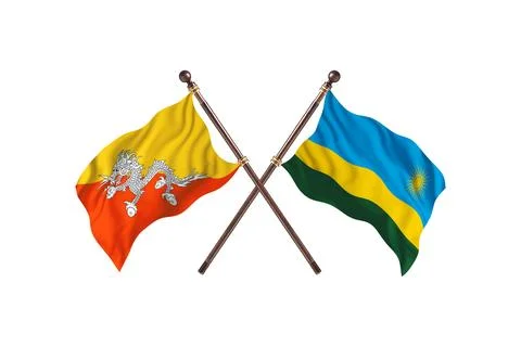 Bhutan Versus Rwanda  Two countries Flags background Stock Illustration